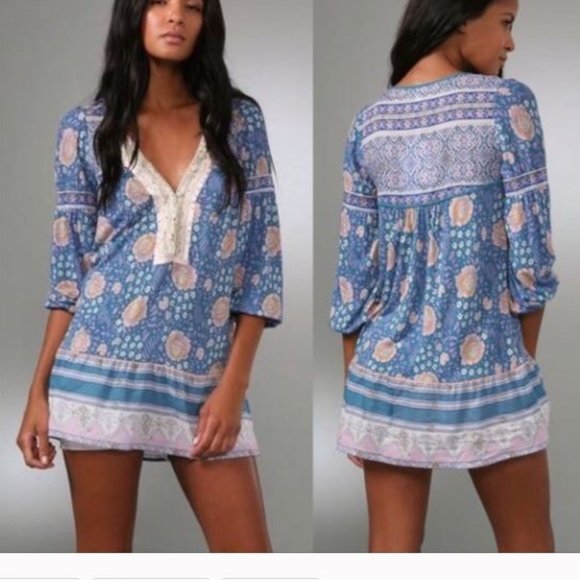 Free People - Poland Floral Tunic Lace Trim V-neck - Picture 1 of 13